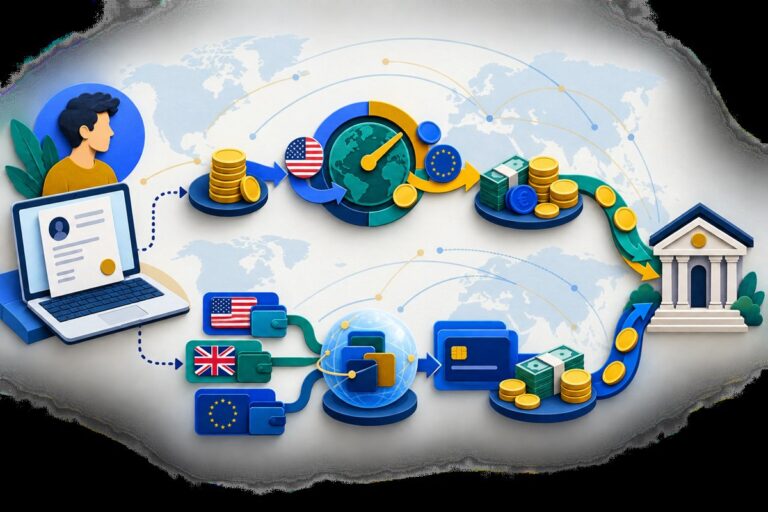 Two international freelancer payment routes compared through conversion and bank payout